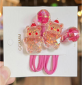 Festive Holiday Glitter Character Hair Ties - Cute Seasonal Ponytail Holders (2-Piece Set)