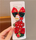 Festive Holiday Hair Clip Sets - Assorted Christmas Bow & Character Hairpins (Multi-Piece Pack)