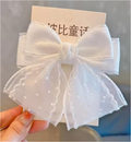 White Sheer Lace & Organza Bow Hair Accessories - Elegant Tulle Hair Clips & Headband Collection