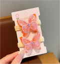 Sheer Butterfly Elastic Hair Ties - Cute Mesh Butterfly Ponytail Holders (2-Piece Set)