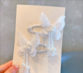 Dreamy Organza Butterfly & Pearl Dangle Hair Clip Pairs - Graceful Fairy Hairpins