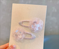 Sweet Organza Flower Snap Hair Clip Pairs - Cute Floral Hairpins Set