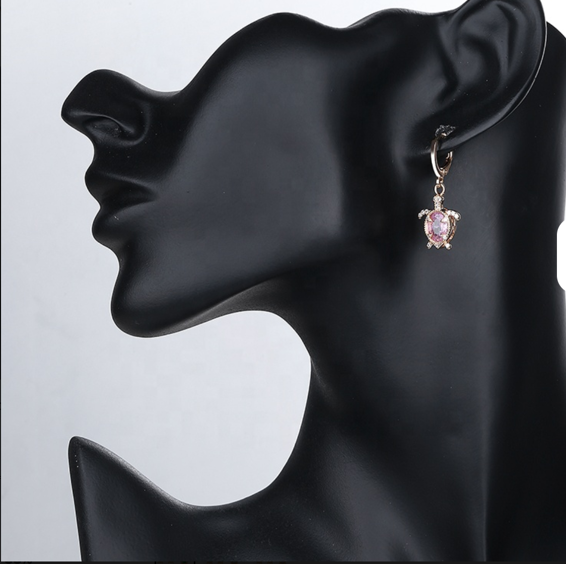 18K Gold Plated Cute Turtle Cubic Zirconia Necklace & Earrings Jewelry Set