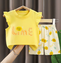Premium 100% Pure Cotton Zesty Lime Summer Short Set - Flutter Sleeve Edition