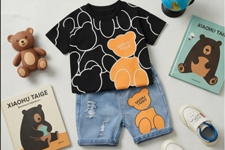 Premium Ribbed Summer Short Set - Playful Bear