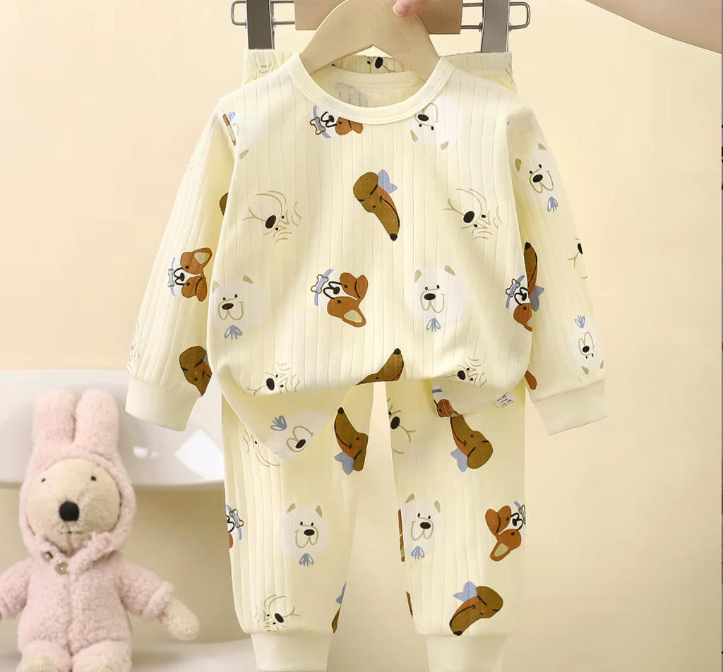 Premium Organic Cotton Kids Pajama Set - Playful Puppies Edition