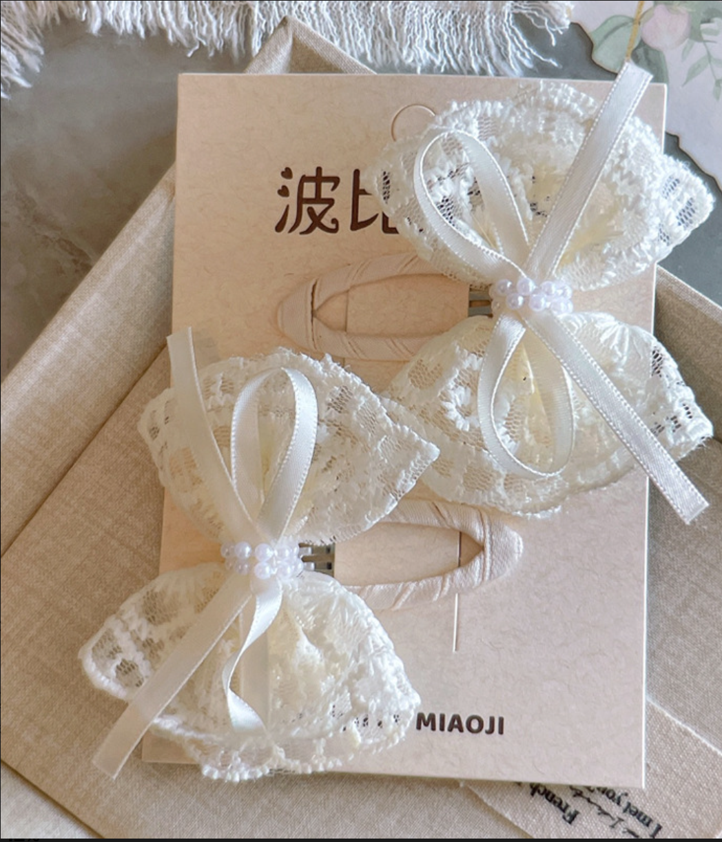 Sheer Lace & Tulle Bow Hair Ties - Elegant Ruffle Mesh Hair Accessories (2-Piece Set)