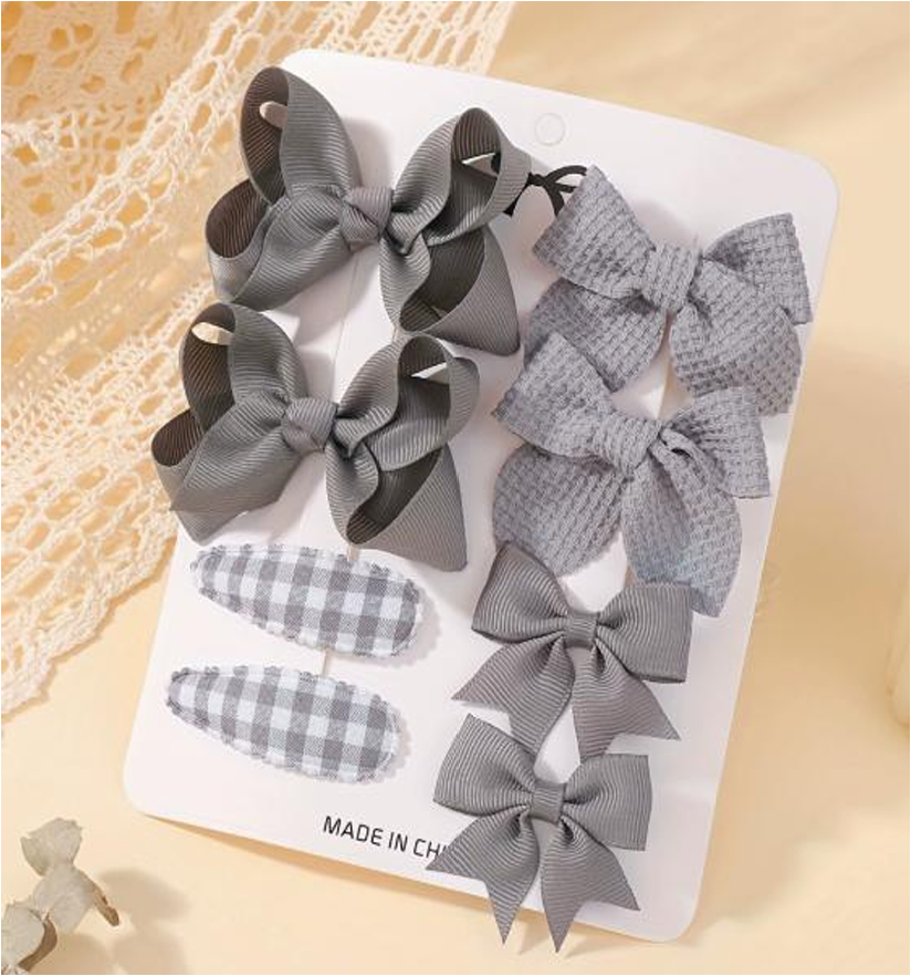 Premium Hair Bows & Snap Clips Gift Set - Cute Bowknot & Decorated Hairpins for Girls (6-Piece Set)