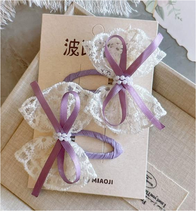 Sheer Lace & Tulle Bow Hair Ties - Elegant Ruffle Mesh Hair Accessories (2-Piece Set)