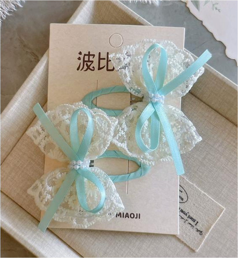 Sheer Lace & Tulle Bow Hair Ties - Elegant Ruffle Mesh Hair Accessories (2-Piece Set)