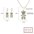 18K Gold Plated Sparkling Teddy Bear Cubic Zirconia Necklace & Earrings Jewelry Set