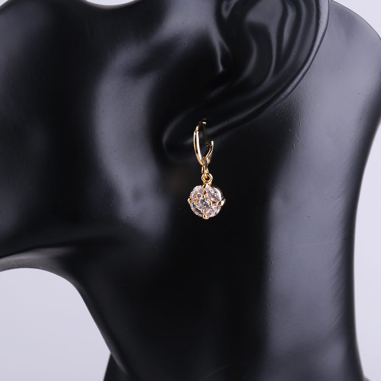 18K Gold Plated Luxury Round Cushion-Cut Zircon Necklace & Drop Earrings Jewelry Set