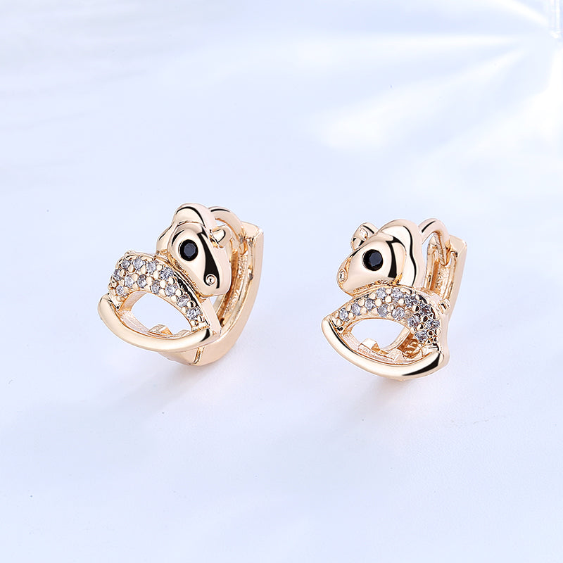 18K Gold Plated Luxury Wave Zircon Huggie Hoop Earrings
