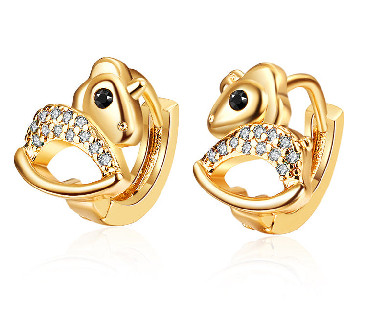 18K Gold Plated Luxury Wave Zircon Huggie Hoop Earrings
