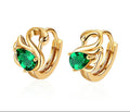 18K Gold Plated Majestic Swan Cubic Zirconia Huggie Hoop Earrings