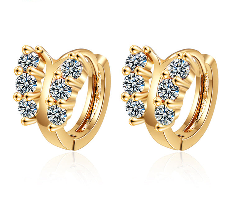 18K Gold Plated Rainbow Butterfly Cubic Zirconia Huggie Hoop Earrings