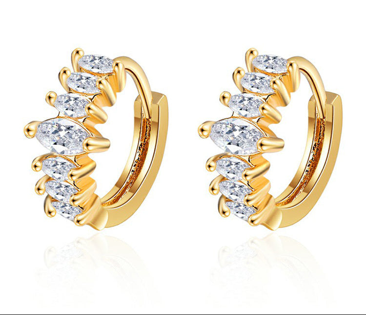 18K Gold Plated Colorful Marquise CZ Stone Geometric Hoop Earrings for Women