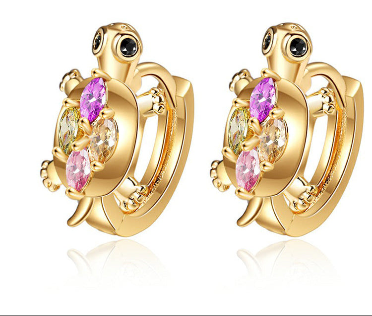 18K Gold Plated Colorful Tortoise Huggie Hoop Earrings for Women & Girls