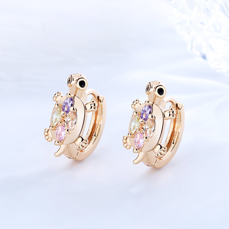 18K Gold Plated Colorful Tortoise Huggie Hoop Earrings for Women & Girls