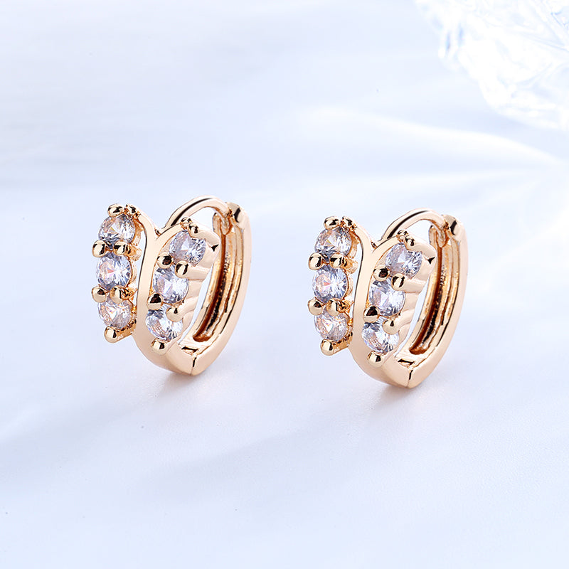 18K Gold Plated Rainbow Butterfly Cubic Zirconia Huggie Hoop Earrings
