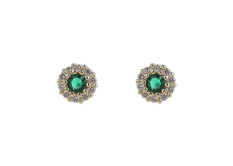 18K Gold Plated Emerald Green Tassel Halo Zircon Necklace & Earrings Jewelry Set