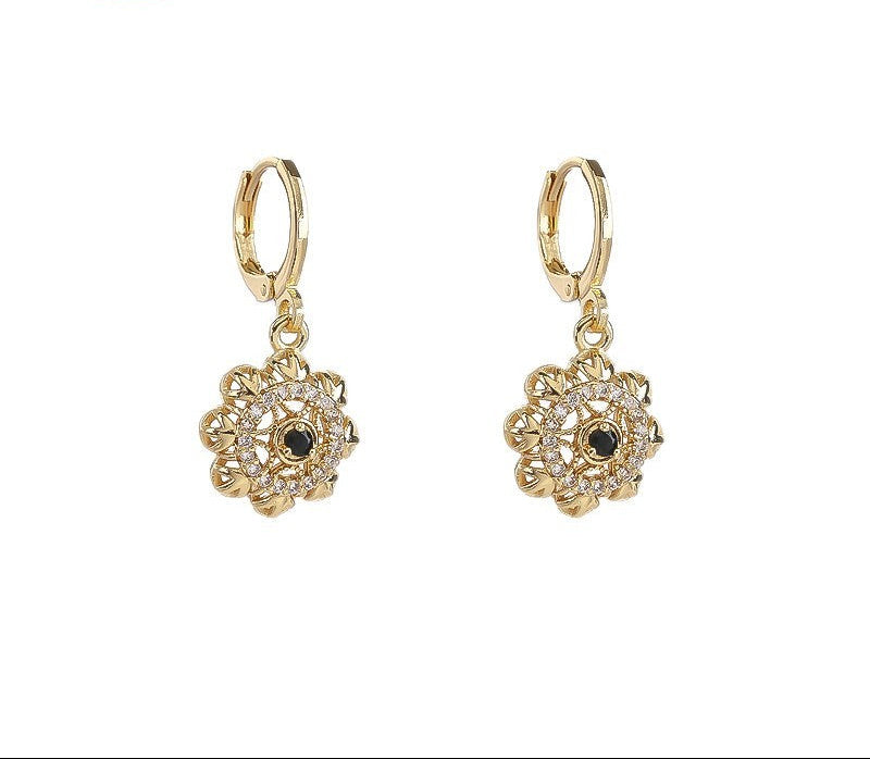 18K Gold Plated Vintage Floral Zircon Necklace & Earrings Jewelry Set
