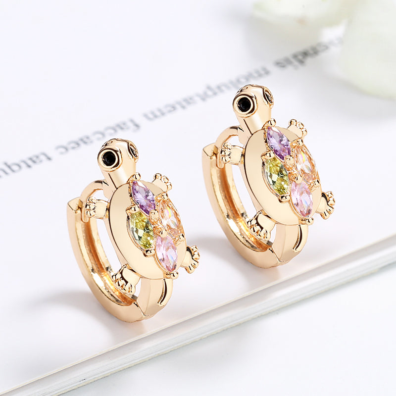 18K Gold Plated Colorful Tortoise Huggie Hoop Earrings for Women & Girls