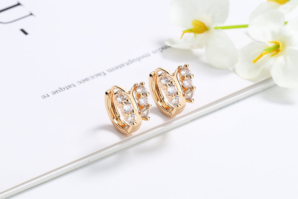 18K Gold Plated Rainbow Butterfly Cubic Zirconia Huggie Hoop Earrings
