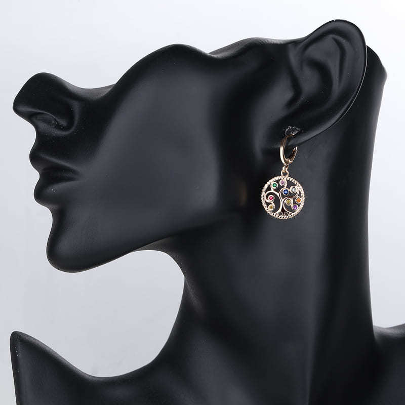 18K Gold Plated Tree of Life Jewelry Set - Necklace and Earrings with White Cubic Zirconia