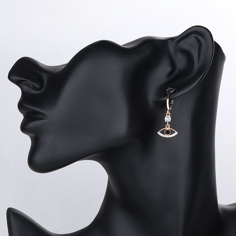 18K Gold Plated Mystic Evil Eye AAA Cubic Zirconia Necklace & Huggie Earrings Jewelry Set
