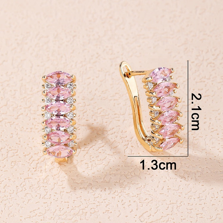 18K Gold Plated Luxury Marquise Cubic Zirconia Huggie Hoop Earrings