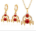 18K Gold Plated Luxury Elegant Crab AAA Zircon Pendant Necklace & Earrings Jewelry Set