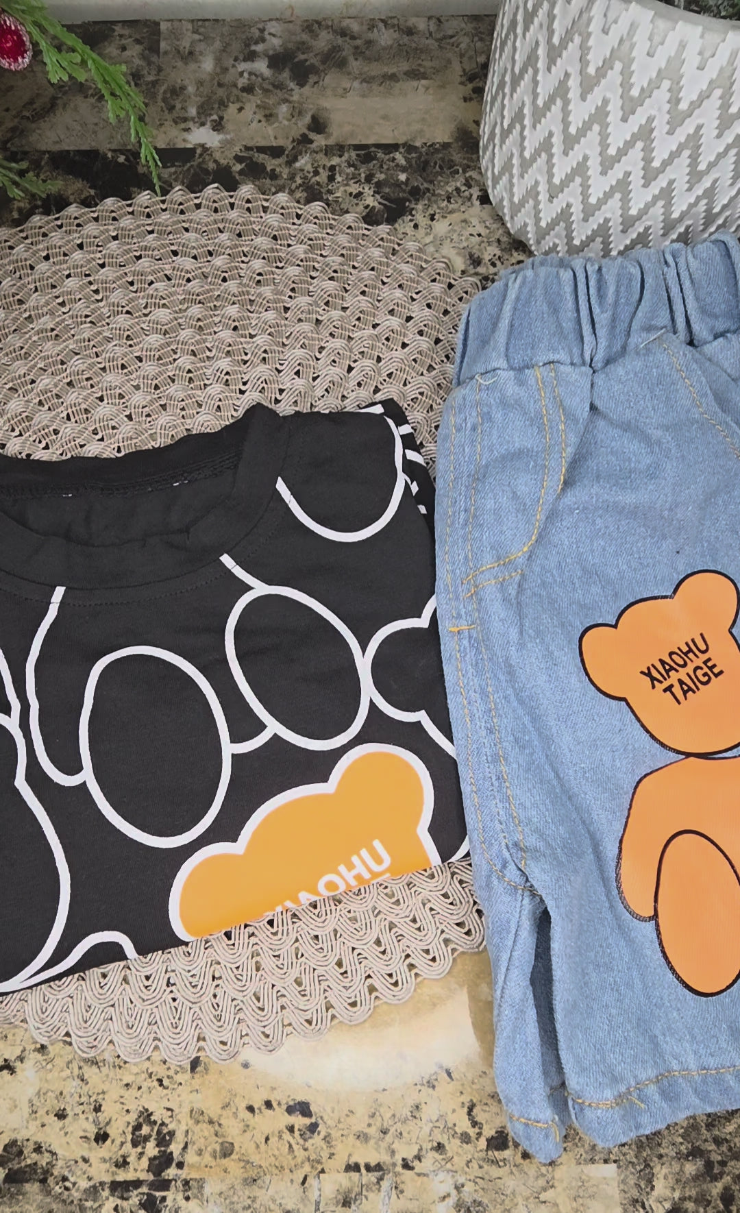 Premium Ribbed Summer Short Set - Playful Bear