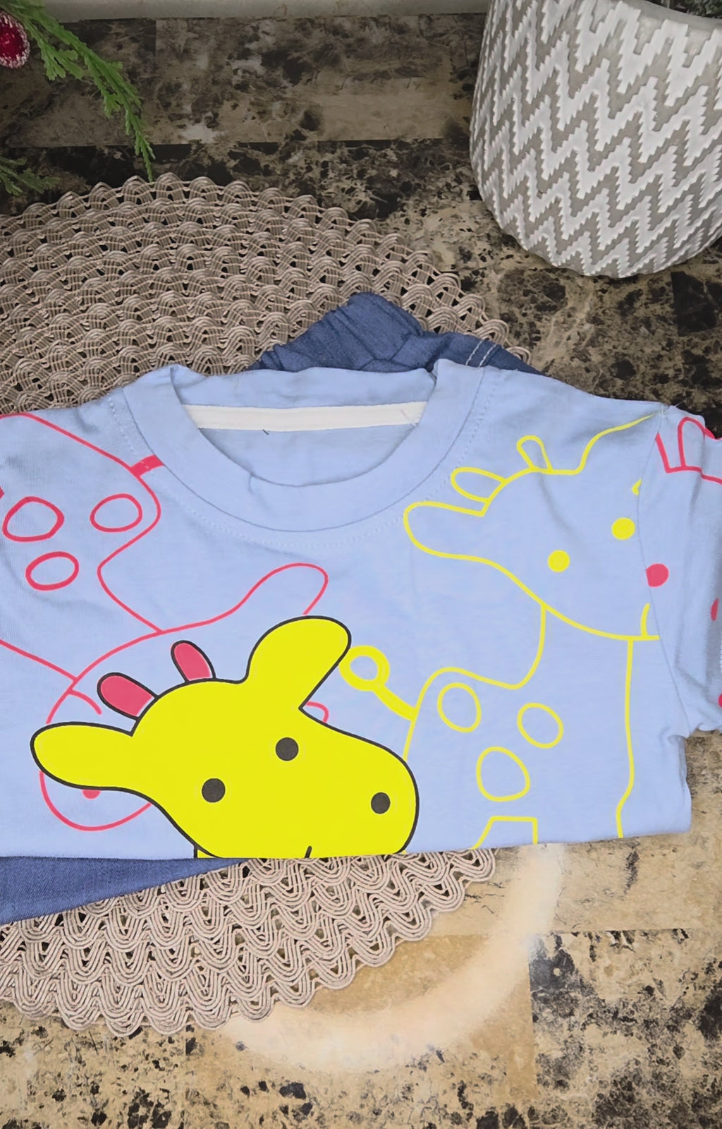 Premium Cotton Kids Summer Short Set - Playful Giraffe Edition